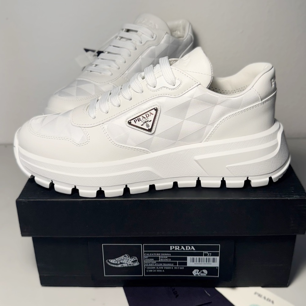 Prada White Leather Sneakers